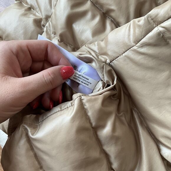 Tommy Bahama Duck Down Puffer Vest Womens Small Beige Cream Reversible Zip - Picture 8 of 11